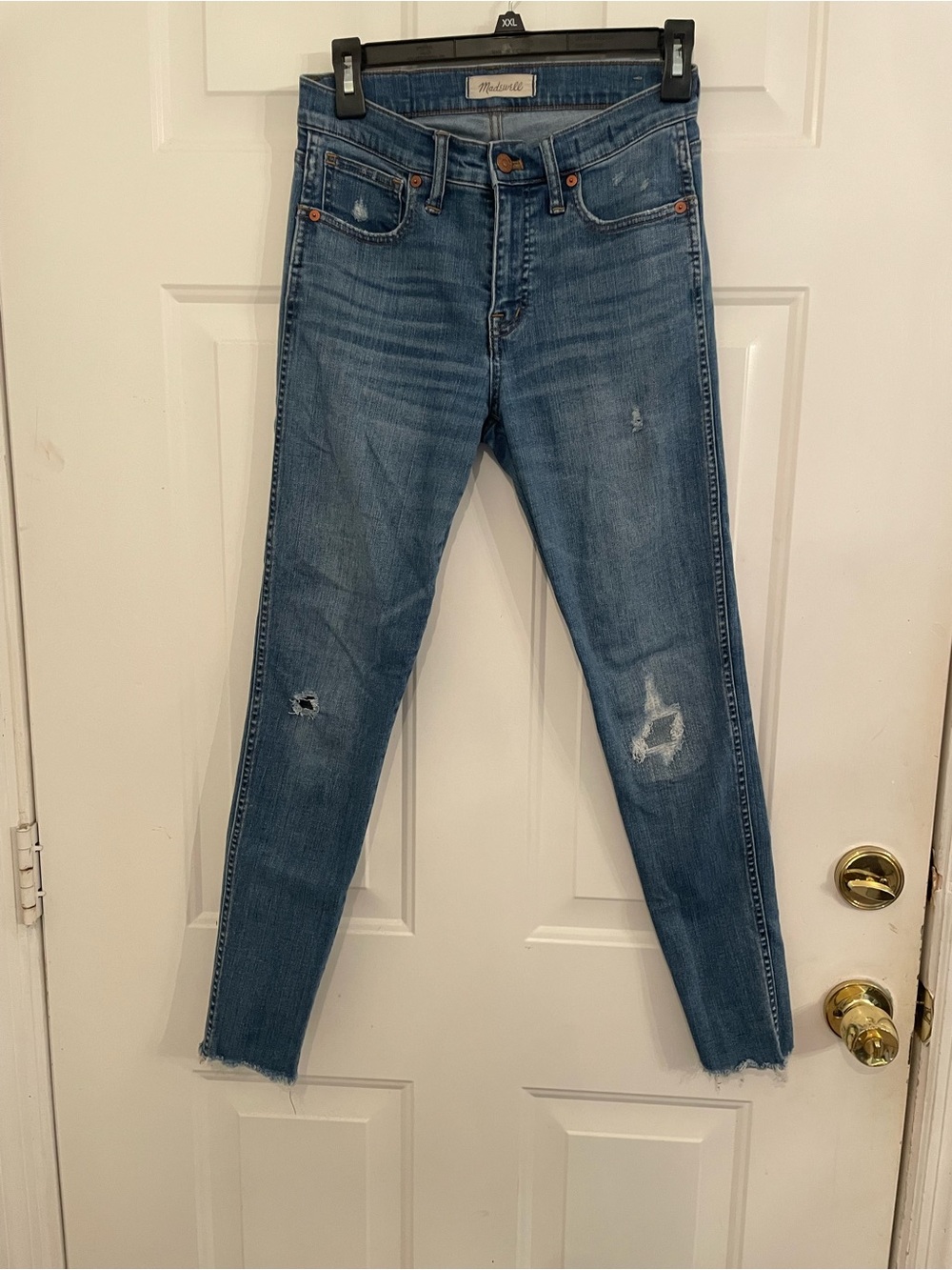 Madewell Skinny Jeans in Distressed Blue Denim